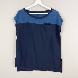 Banana Republic Linen Contrast Colorblock Short Sleeve Bouse